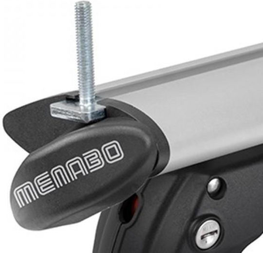 Menabo Complete Aluminum Car Roof Bars Fender XL 134 Cm Silver Standard Raised Rails Lock Safe Load Transport 2 Pieces 16140/mb Menabo 16140/mb