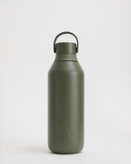 Chilly's Series 3 Sticlă Termos Oțel Inoxidabil Fără BPA 500ml Verde Cargo Cu Mâner