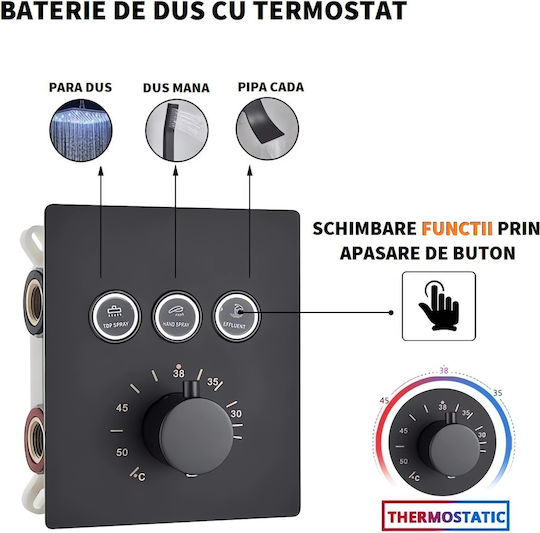 Mexen Eingebaute Wasserhähne Set Mischbatterie, Mundstück, Telefon und Brausegarnitur für Dusche