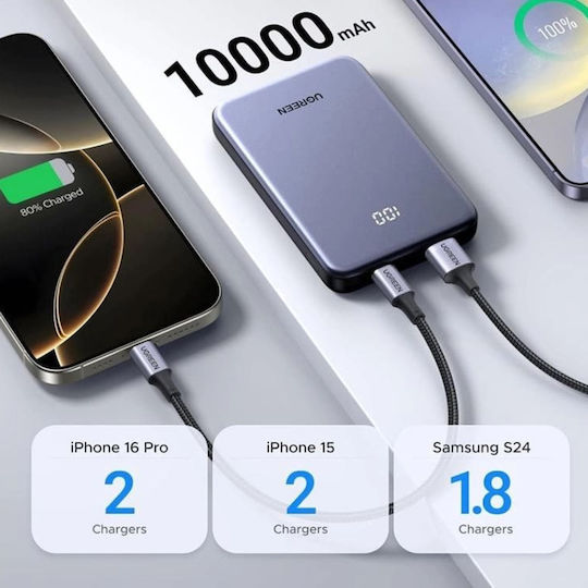 Ugreen PB507 Power Bank 10000mAh 22.5W με Θύρα USB-A και Θύρα USB-C Power Delivery Γκρι