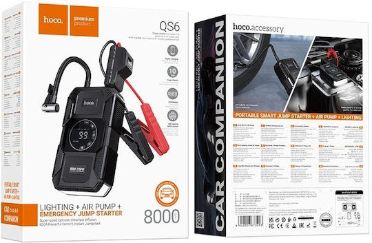 Hoco QS6 Portable Car Battery Jump Starter 8000mAh with Pump / Φακό 12V
