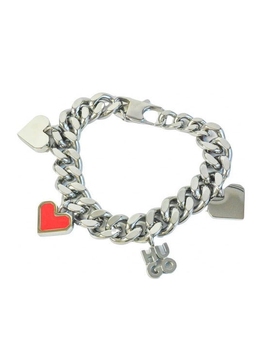 Boss Men's Chain Bracelet with Heart Design from Stainless Steel 21cm