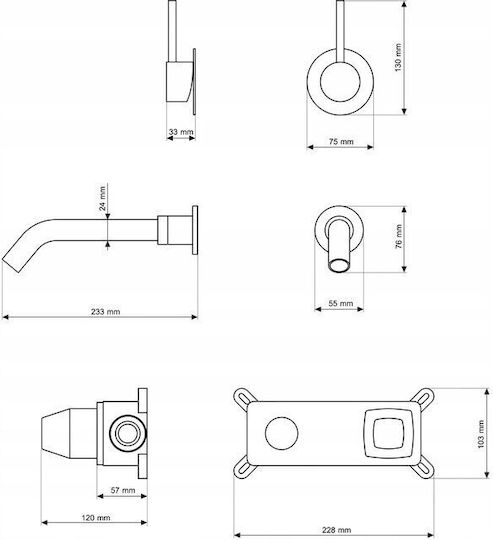 Granitan Set De Mixere Și Guriță Încorporate Pentru Lavabo Negru