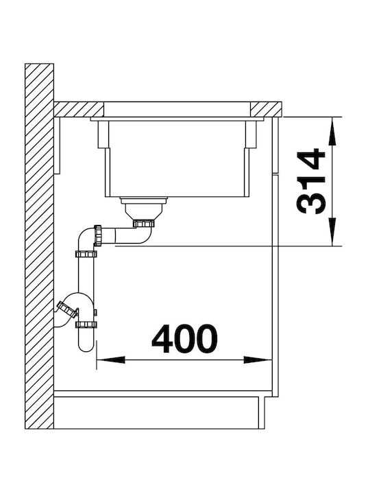 Blanco 500-u Υποκαθήμενος Νεροχύτης Inox Μ54xΠ45.6cm Λευκός