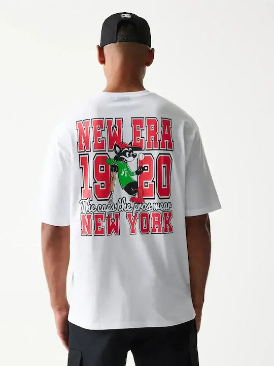 New Era Baseball Cat Character Graphic White Oversized T-shirt New Era Baseball Cat Character Graphic White Oversized T-shirt