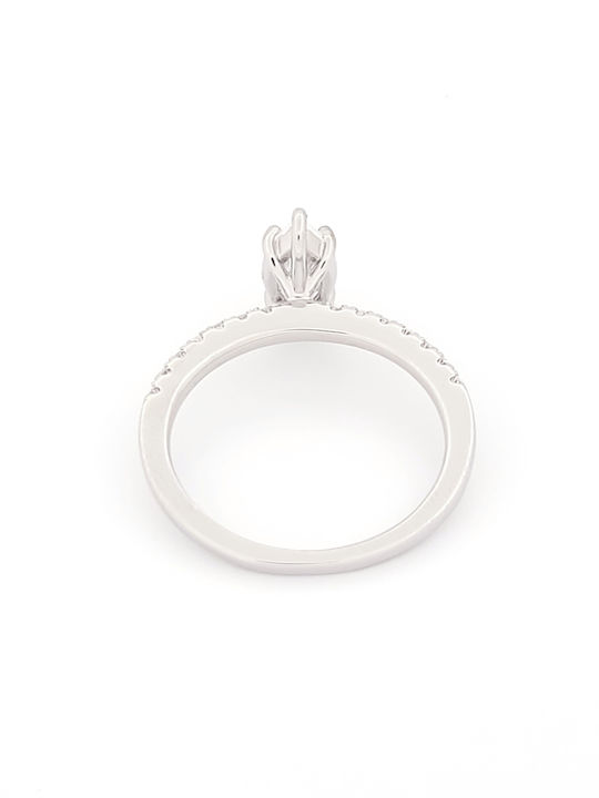 Silver Union Single Stone Ring Made of Silver with Zircon