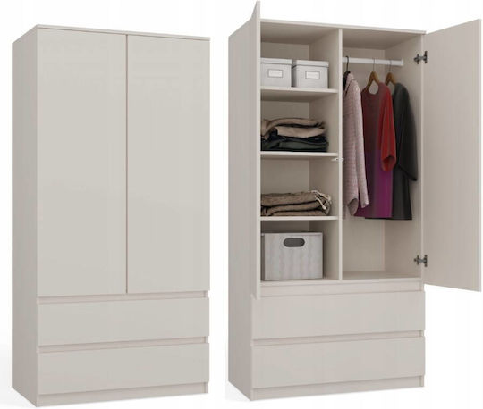 Double Door Wardrobe Kashmir 90x50x180cm
