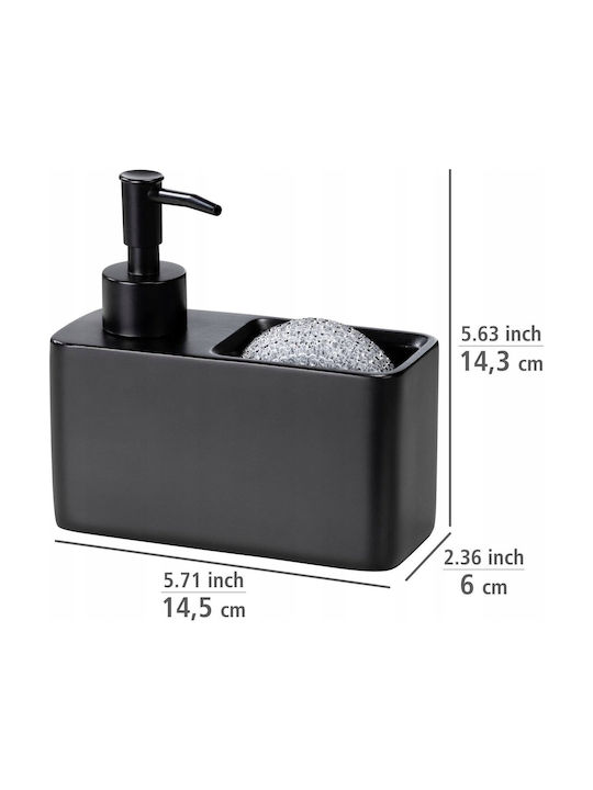 Wenko Kitchen Plastic Dispenser with Sponge Holder Black 150ml