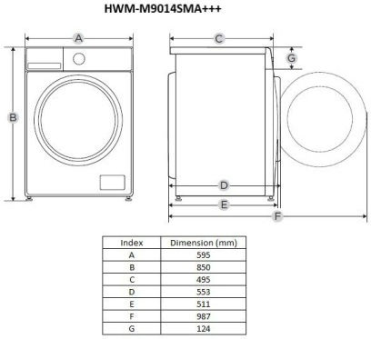 Heinner Mașină de Spălat Rufe 9kg 1400 Rotiri HWM-M9014SMA+++