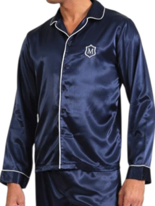 Uomo Sommer Herrenpyjama Blau