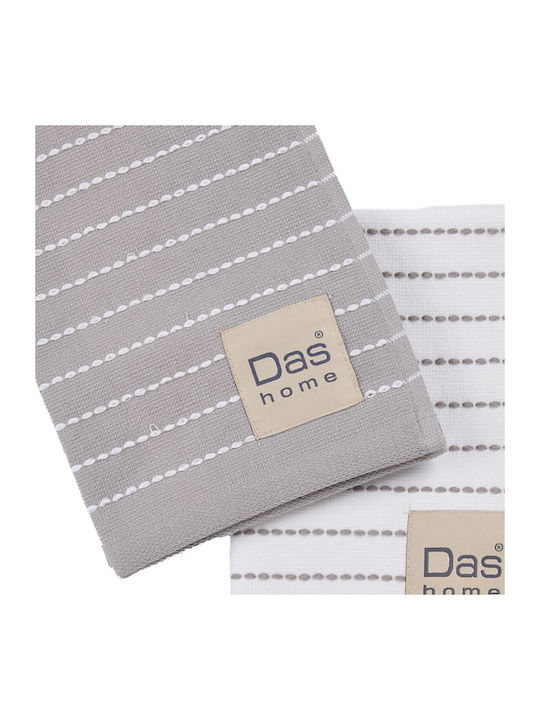 Das Home 0824 Geschirrtuch aus 100% Baumwolle in Grau Farbe 30x50cm 2 Stück