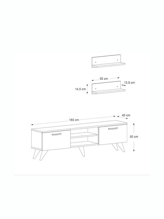 TV Stand Geacles Brown L180xD40xH50cm