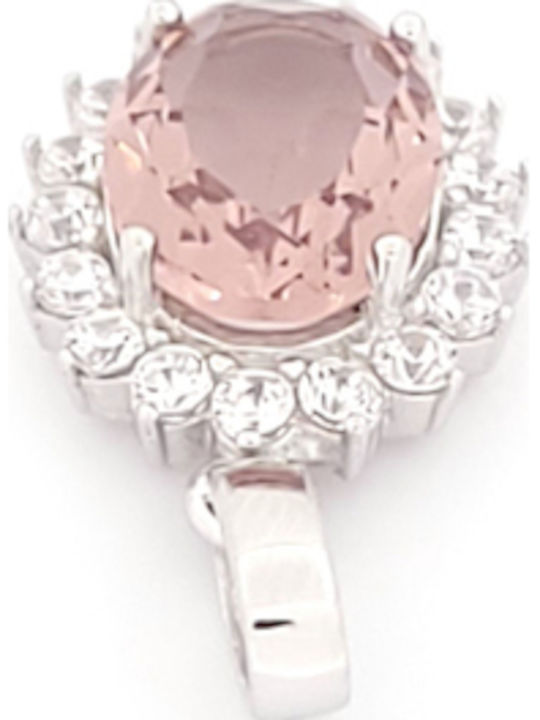 Luxor Hängender Charm Rosette aus Silber mit Zirkon Rosa