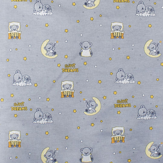 Dimcol Sheet Set Single Cotton Sweet Dreams Grey 160x240cm 3pcs