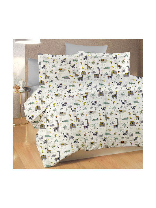 Dimcol Σετ Μονά Zoo White-grey 160x240cm