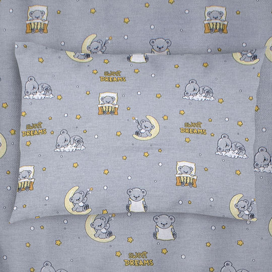 Dimcol Sheet Set Single Cotton Sweet Dreams Grey 160x240cm 3pcs