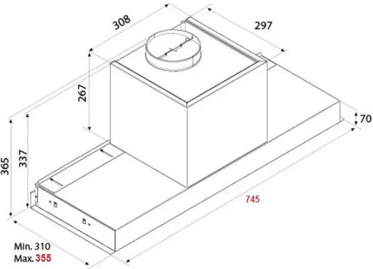 Airforce F300 BL/A/75 Chimney Hood 75cm Black