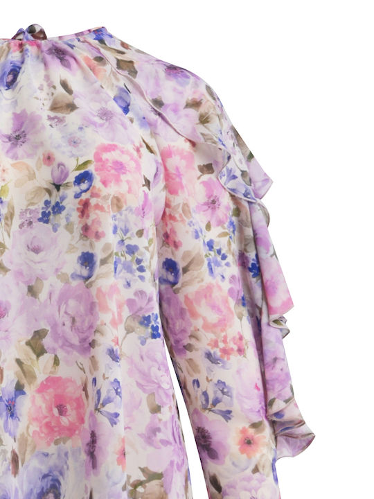 Γυναικεία Μπλούζα Μακρυμάνικη Floral Λιλά