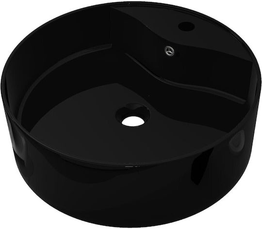 Design Επικαθήμενος Νιπτήρας Κεραμικός με Μπαταρία 46x46x16cm Μαύρος Ματ Design Επικαθήμενος Νιπτήρας Κεραμικός με Μπαταρία 46x46x16cm Μαύρος Ματ
