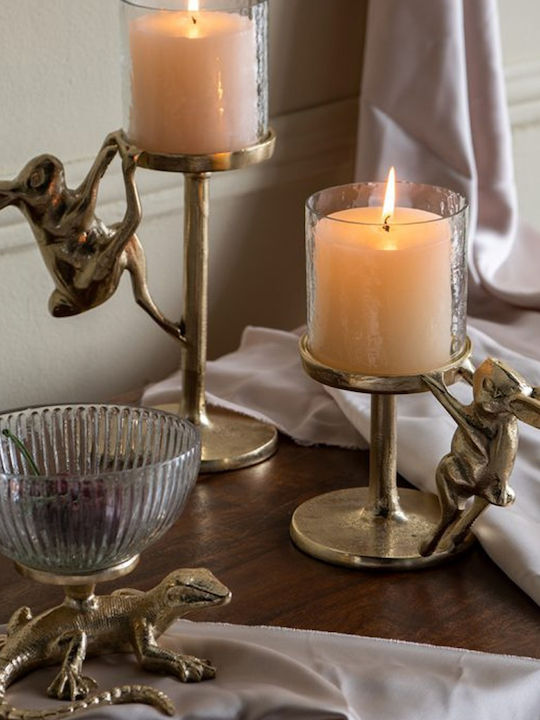 Artekko Metal Candle Holder in Gold Color 17.8x19x10.2 cm