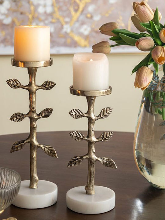 Artekko Metal Candle Holder in Gold Color 10x30.5x10 cm