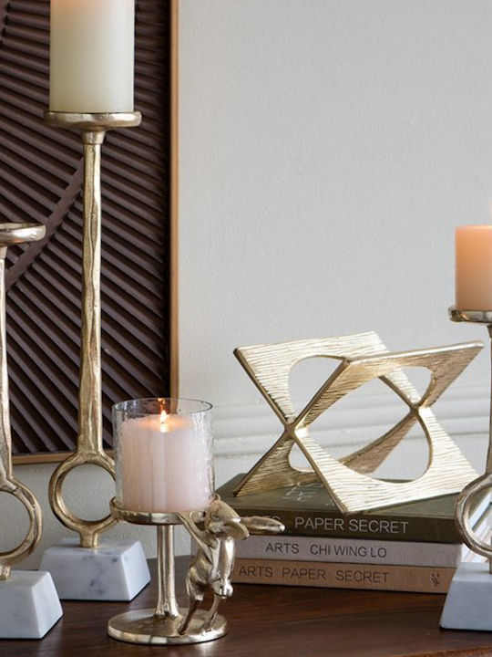 Artekko Metal Candle Holder in Gold Color 17.8x19x10.2 cm