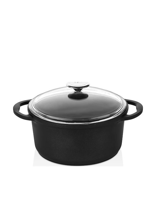 Premier Cooking Vessel 2 Pieces with Glass Lid Black 22cm (28cm)