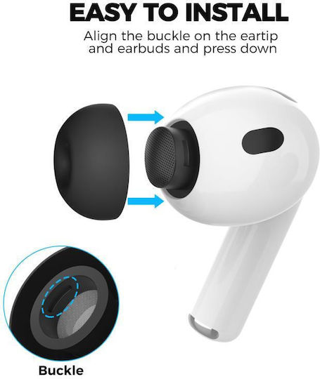Silicone Eartips Ahastyle Wg187 Apple AirPods Pro 3 S M L Black 3 Pairs