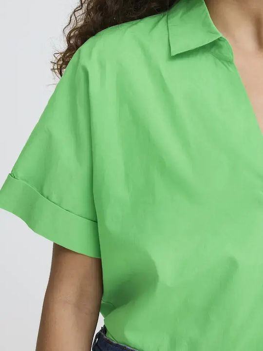 Short Sleeve Women's Cotton Shirt Black