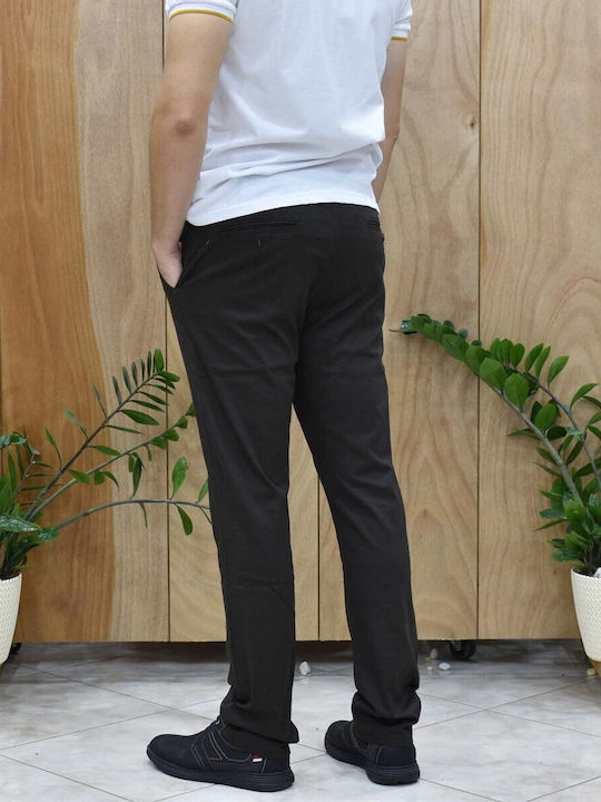 Chino Trousers Elastic in Slim Fit Brown