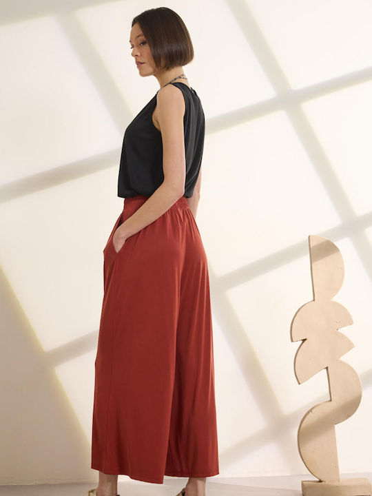 Women's Pantaloons with Rubber Band Brick Red