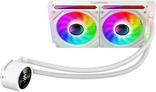 GameMax IceBurg 240 Digital Water Cooling AIO CPU With 2 Fans 120mm And ARGB Lighting White
