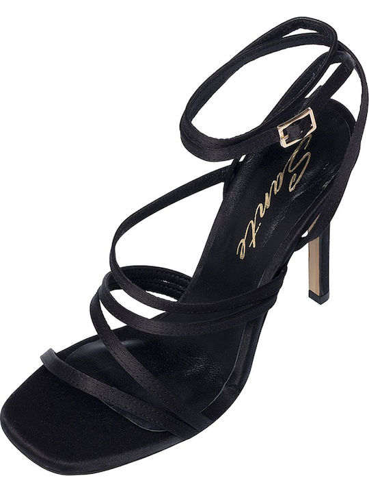 Damen Sandalen Schwarz Stoff