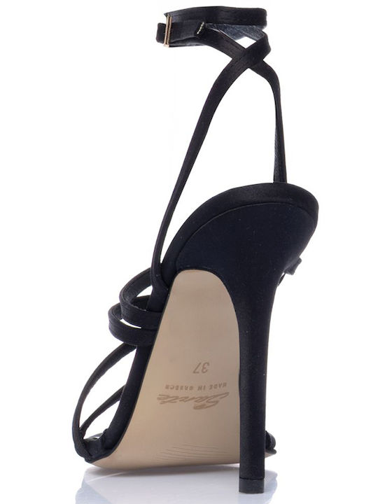 Damen Sandalen Schwarz Stoff