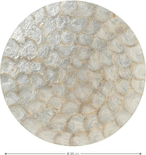 Polihome Shallow Wooden Serving Plate with Diameter 35cm