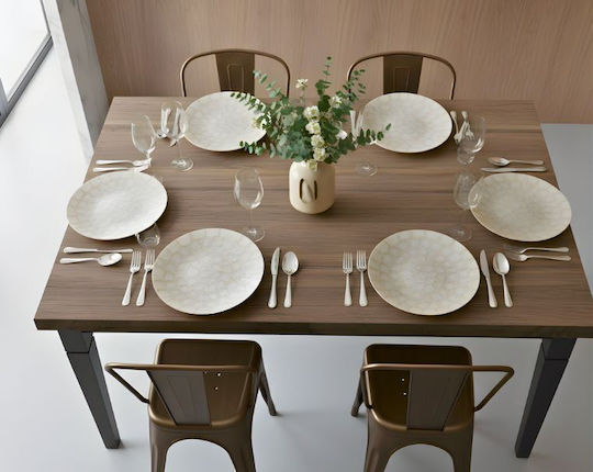Polihome Shallow Wooden Serving Plate with Diameter 35cm