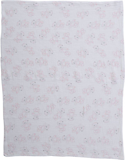 Nef-Nef Homeware Куверта За Гушкане И Люлка Teddy Пике Розова С Животинче 75x100см