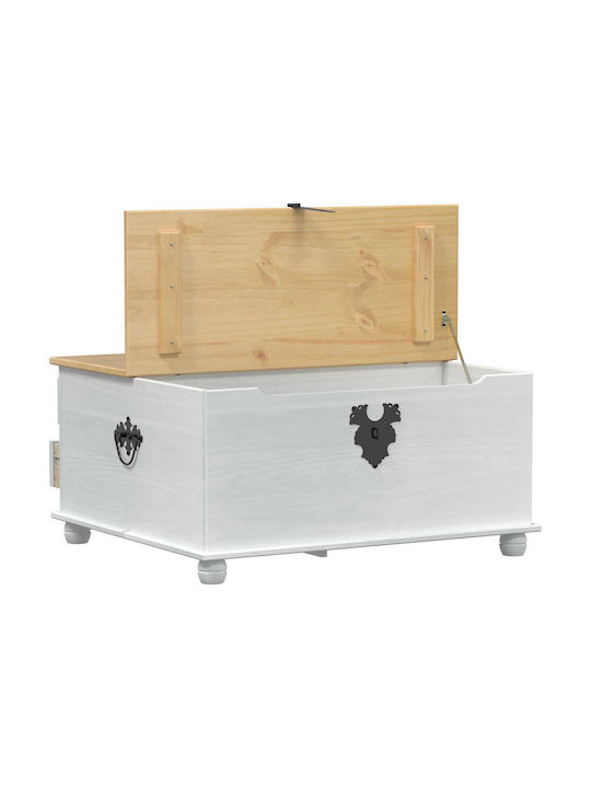 Rectangular Central Coffee Table Made of Solid Wood with Drawers White W90xD78xH45cm