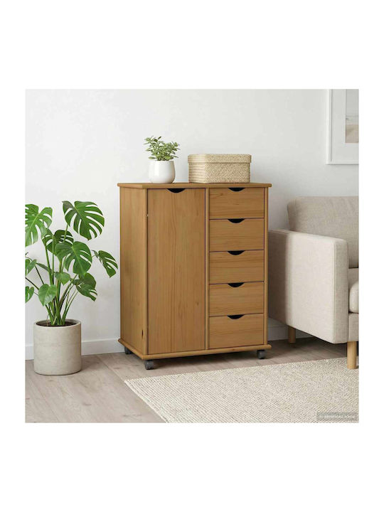 Kommode Schlafzimmer aus Massivholz mit 5 Schubladen 63,5x39x79cm