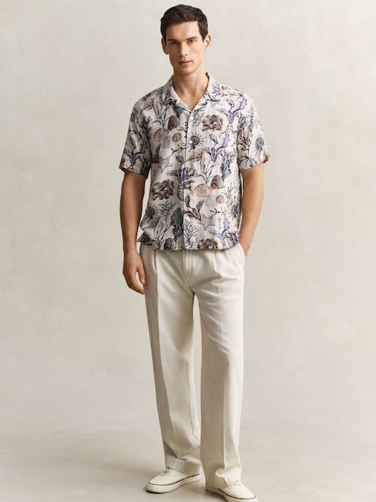 Short Sleeve Linen Shirt Beige