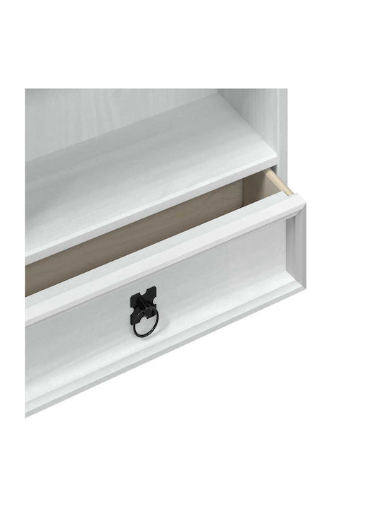 Floor Living Room Display Cabinet Made of Solid Wood with Windowed White 52x17.5x103cm