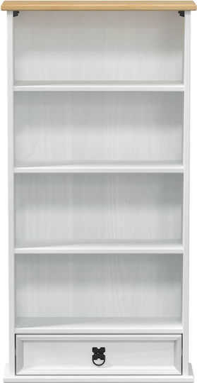 Living Room Display Cabinet Made of Solid Wood with Windowed White 52x17.5x103cm