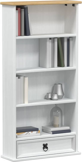 Living Room Display Cabinet Made of Solid Wood with Windowed White 52x17.5x103cm