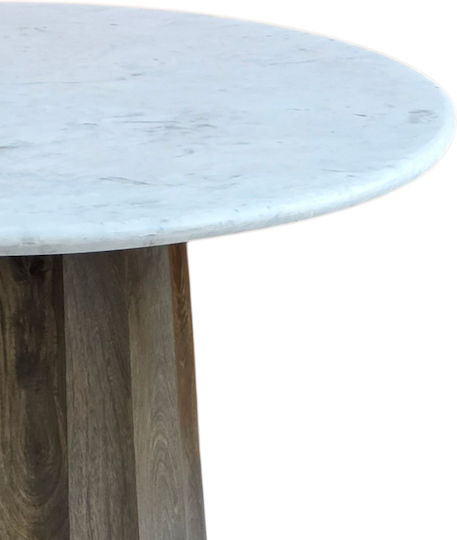 Bords Round White Marble Dark Walnut 120x120x77cm Bords Round White Marble Dark Walnut 120x120x77cm