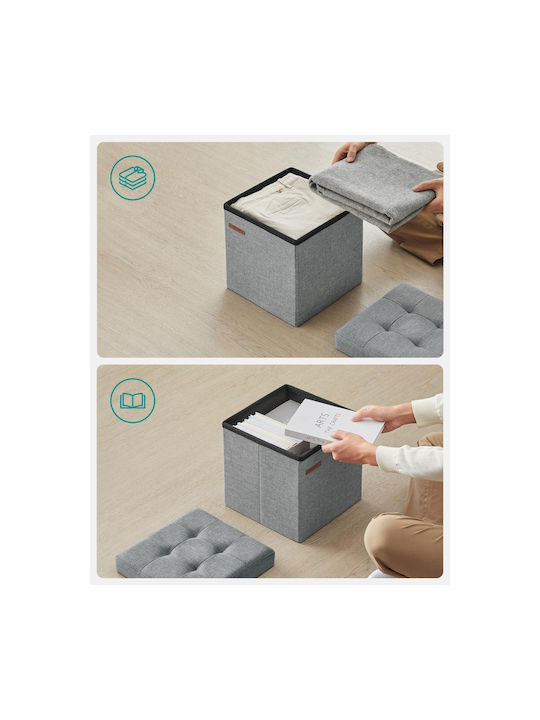 Living Room Stool with Storage Space Upholstered with Gray Fabric 30x30x30cm