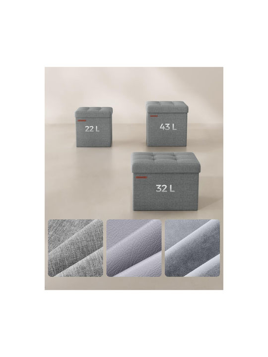 Living Room Stool with Storage Space Upholstered with Gray Fabric 30x30x30cm