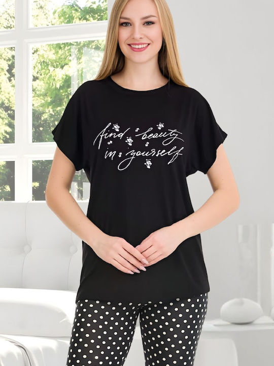 Lady Лятно Дамско Комплект Пижами Черен
