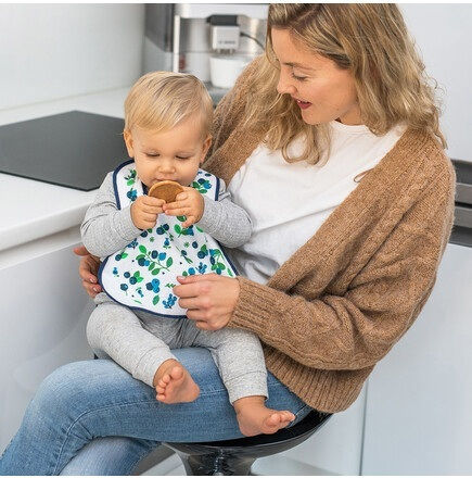 Babyono Waterproof Bib from 100% Cotton with Hoop & Loop Fastener Blue, Blueberry for 9 m+