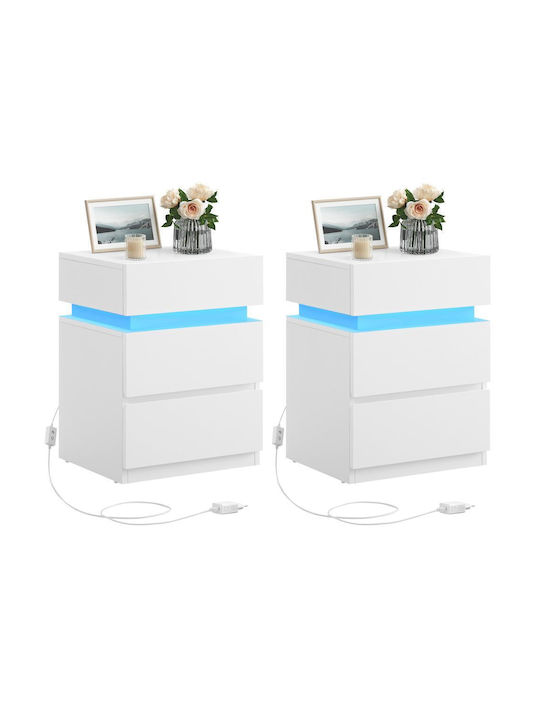 White Wooden Bedside Tables 2 Pieces 35x40cm