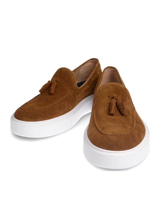Suede Men's Moccasins in Tabac Brown Colour